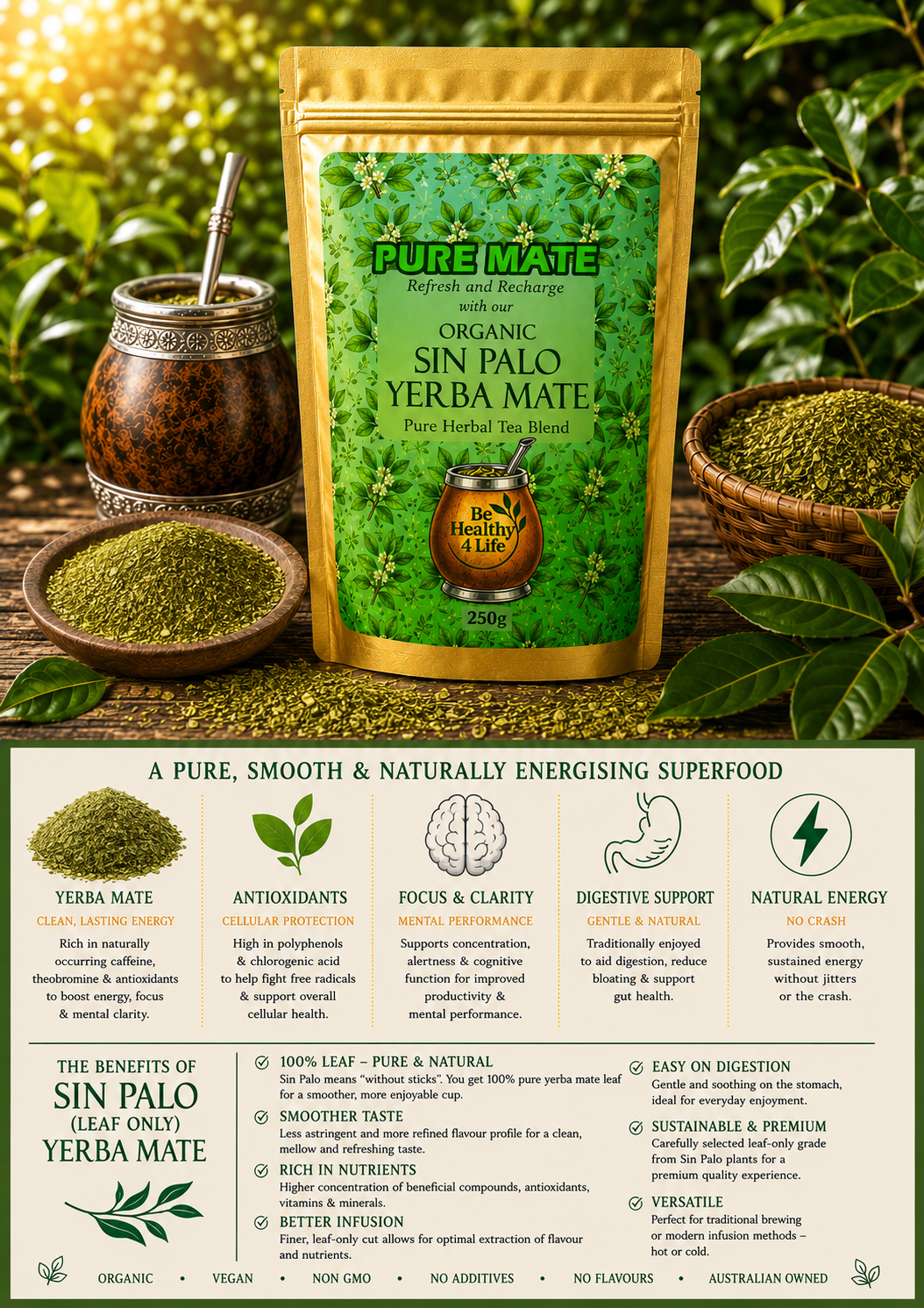 Pure Mate - Organic Sin Palo Yerba Mate